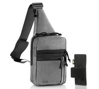 M-Tac CCW Sling Bag for Men & Women - Left-Handed EDC Shoulder Bag Tactical - Crossbody Concealed Carry Bag - Mens Chest Pack (Grey Left-Handed)