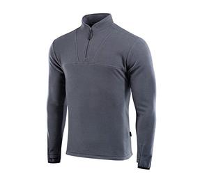 M-Tac Men’s Fleece Quarter Zip Pullover - Tactical Thermal Long Sleeve Sweater with High Mock Neck for Outdoor Work, Dark Grey, XXL
