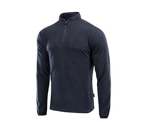 M-Tac Men’s Fleece Quarter Zip Pullover - Tactical Thermal Long Sleeve Sweater with High Mock Neck for Outdoor Work, Dark Navy Blue, Medium