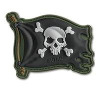 M-Tac Morale Patch Jolly Roger Pirate Flag - PVC Patches for Vest, Backpacks, Hats - Tactical Military Patch with Hook Fastener Backing (Olive/Black)