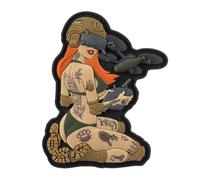 M-Tac Morale Patch Tactical Girl - PVC Tactical Military Patch with Hook Fastener Backing - Patches for Vest, Backpacks, Hats (№6 Redhead Hooligan Olive V1)