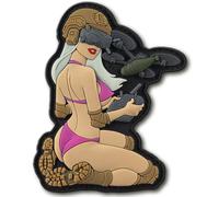 M-Tac Morale Patch Tactical Girl - PVC Tactical Military Patch with Hook Fastener Backing - Patches for Vest, Backpacks, Hats (White/Pink/Coyote V1)