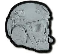 M-Tac Morale Patches 3D PVC - Tactical Operator Skull Patches for Vest, Backpacks, Hats - Tactical Military Patch with Hook Fastener Backing (Grey)