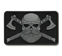 M-Tac Tactical Beard Skull Patch - Military Morale Patch for Gear, Jackets, Backpacks, and Hats - Hook Fasteners for Clothes and Tactical Equipment (Black/Grey)