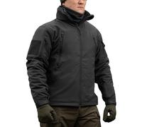 M-Tac Tactical Jacket Men Soft Shell Hooded Waterproof Fleece Lined Coat - Black - Small