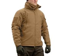 M-Tac Tactical Jacket Men Soft Shell Hooded Waterproof Fleece Lined Coat - Brown - XL
