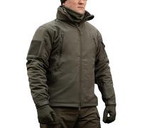 M-Tac Tactical Jacket Men Soft Shell Hooded Waterproof Fleece Lined Coat - Green - Large