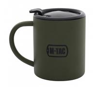 M-Tac Thermal Mug 280 ml - Stainless Steel Insulated Mug with Lid - Camping & Outdoor Coffee Mug - Double Walled Thermal Mug for Office, Car & Travel - Olive Green, Olive