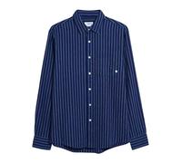 (M, True Navy) Farah Mens Bryan Striped Long-Sleeved Shirt