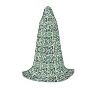 M Unisex green palm tree leaves pink Print Halloween Hooded Cosplay Robe