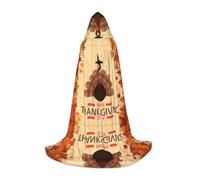 M Unisex Halloween Maple Leaf Dark Brown Turkey Print Hooded Cape Costume