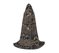 M Unisex Halloween Steampunk Mechanical Gears Print Hooded Cape Costume