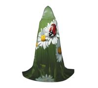 M Unisex Ladybug on Daisy Flower Print Hooded Cape Costume for Halloween