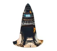M Unisex Paris Eiffel Tower Picture Print Hooded Cape Costume for Halloween