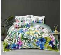 M-V-O 3D Floral Double Size Duvet Cover Set, Soft Microfibre Bedding with Pillowcases, Lightweight Reversible Quilt Cover, Easy Care Duvet Set, Trixie Flower Print