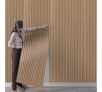 M-V-O 3D Wall Panels Wallpaper 1 Roll Size L300xW40cm, Waterproof Wood Effect Wallpapers, 3D Effect Wood Wallpaper for Bedroom, Kitchen Wallpapers Washable, 3D Panels Wall-Paper
