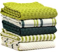 M-V-O 5 Pack Terry Kitchen Tea Towels Super Absorbent Terry Cotton Dish Cloths, Quick Drying & Durable Tea Towels Set, Perfect for Drying Dishes, Cleaning, & Wiping Surfaces (Sage Green)