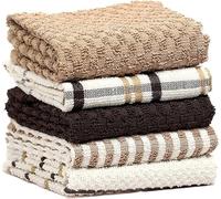 M-V-O 5 Pack Terry Kitchen Tea Towels Super Absorbent Terry Cotton Dish Cloths, Quick Drying & Durable Tea Towels Set, Perfect for Drying Dishes, Cleaning, & Wiping Surfaces (Natural)