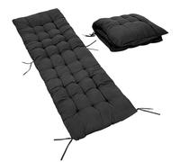 M-V-O Extra Thick Full Length Gravity Chair Only Cushion, Soft Fill, Quilted Design, Breathable Fabric, Comfortable Seat with Ties Indoor & Outdoor Use - Only Cushion - (170 x 53 x 8 cm) (Black)