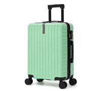 M-V-O Ezy Flo 20” Cabin Suitcase with Hook Lightweight Hard Shell Carry-On Luggage, 8 Spinner Wheels, Telescopic Handle, Travel Case for Weekend & Business Trips (Green)