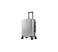 M-V-O Ezy Flo 20” Cabin Suitcase with Hook Lightweight Hard Shell Carry-On Luggage, 8 Spinner Wheels, Telescopic Handle, Travel Case for Weekend & Business Trips (Silver)