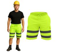 M-V-O Hi Vis Shorts Cargo, Men's High Visibility Work Hiking, Reflective Safety, Hi Vis Summer Cargo, Lightweight Hi Vis Work, Workwear Hi Vis Shorts (UK, Alpha, XXL, Regular, Short, Yellow)