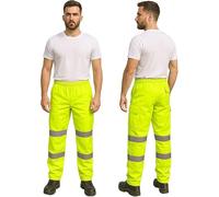 M-V-O Hi Vis Trousers for Mens - Safety Trousers Men - Fleece Work Trousers - Work Trousers Men Elasticated Waist - Two Tone Trouser (UK, Alpha, M, Regular, Regular, Yellow)