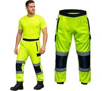 M-V-O Hi Vis Trousers for Mens - Safety Trousers Men - Fleece Work Trousers - Work Trousers Men Elasticated Waist - Two Tone Trouser (UK, Alpha, XXL, Regular, Regular, Yellow/Navy)