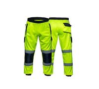 M-V-O Hi Vis Trousers Men's Cargo Workwear Multi Pockets Safety Pants with Reflective Tape Construction, Industrial use Heavy Duty Work Trousers (UK, Alpha, XXL, Regular, Regular, Yellow/Navy)
