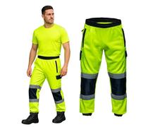 M-V-O Hi Vis Work Pants for Men Reflective Cargo Safety PPE Trousers Heavy Duty High Visibility Workwear Bottom Hi Vis Cargo Pants, Hi Vis Trousers (UK, Alpha, XXL, Regular, Regular, Yellow/Navy)