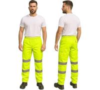 M-V-O Hi Vis Work Trousers for Men & Women, High Visibility Two Tone Jogging Bottoms, Durable Joggers with Cargo Pockets, Machine Washable Pants (UK, Alpha, S, Regular, Regular, Yellow)