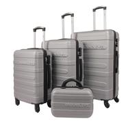 M-V-O Luggage Suitcase Set with Packing Cubes for Suitcases, Hard Shell 4 Wheel Medium & Large Suitcases, Expandable Cabin Bag with Wheels, Underseat Cabin Holdall Travel Luggage with Straps (Sliver)