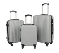 M-V-O Set of 3 Suitcase Set, ABS Luggage Sets with Spinner 4 Wheels & Security TSA Lock, Lightweight Hard Shell Carry On Hand Trolley Travel Case, Cabin/Medium/Large Suitcase, 3Pcs (Silver)