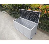 M-V-O Weatherproof XL Garden Storage Box with Wheels, Lockable Outdoor Storage Shed for Tools, Toys, Bins, Heavy Duty Waterproof Garden Box with Lid, Easy Move, Large Capacity, All Weather Use