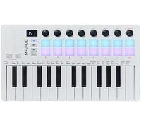 M-VAVE 25 Keys 16 Backlit Drum Pads MIDI Keyboard - Professional Beat Maker and Keytar for Keyboard Music Production Builtin Battery Wireless Connect White