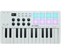 M-VAVE 25 Keys 8 Backlit Drum Pads MIDI Keyboard - Professional Beat Maker and Keytar for Keyboard Music Production Builtin Battery Wireless Connect White