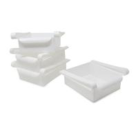 M&W Fridge Storage Drawers Pack of 4, Adjustable Refrigerator Shelf Organiser Bins, Sliding Fridge Drawers for Fruits, Vegetables & Snacks, Space Saving Kitchen Storage Containers