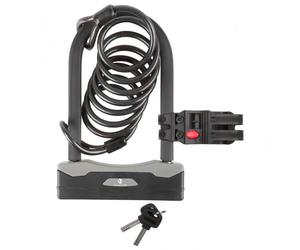 M-Wave - Bügelschloss mit Spiralgabel B & S - Bike lock size 8 x 1800 mm Spiralkabel - Ø 15 mm Bügelstärke, grey