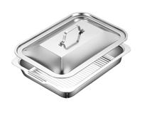 (M-Wave Buttom) with Lid Grilled Fish Pan Large Capacity Oven BBQ Plate Deepen Roaster Pan Fried Beef Seafood