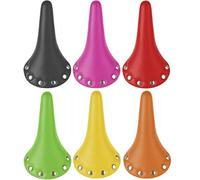 M-Wave. Riveted Classic Traditional Retro Fixie Road Seat Vintage Bike Saddle Black, Red, Pink, Yellow, Orange or Green (Red)