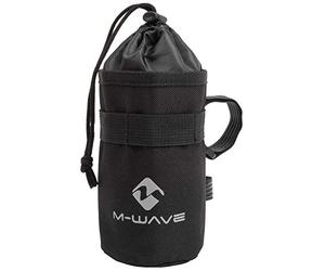 M-Wave Unisex - Adult Amsterdam Bottle ISO Bottle Holder Bag, Handlebar Bag, Insulated, Tool-Free Assembly, with Reflective Logo and Drawstring Closure, Black