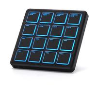 M-WAVE Wireless MIDI Controller Pads, 4.1 * 4.1 Inch, 0.28 LBS, Bluetooth Portable USB MIDI Controller with 16 MPC Drum Pads, Note Repeat, Full Level Buttons, Rechargeable battery (Black Pocket)