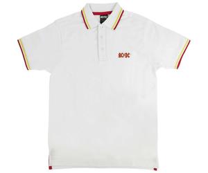 (M, White) AC/DC Unisex Adult Classic Logo Polo Shirt