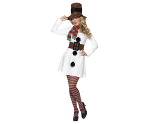(M, White/Black) Smiffys Womens/Ladies Miss Snowman Costume Set