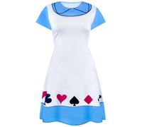 (M, White/Blue) Alice In Wonderland Womens/Ladies Costume Dress