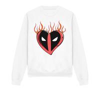 (M, White) Deadpool Unisex Adult Flaming Heart Sweatshirt