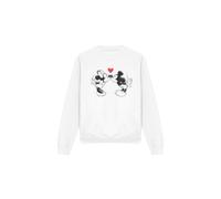 (M, White) Disney Unisex Adult Mickey & Minnie Mouse Kiss Sketch Valentine's Day Sweatshirt