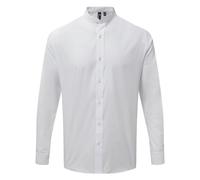 (M, White) Premier Adults Unisex Long Sleeve Grandad Shirt