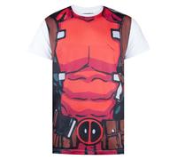 (M, White/Red) Deadpool Mens Costume T-Shirt