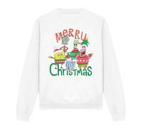 (M, White) SpongeBob SquarePants Unisex Adult Merry Christmas Group Sweatshirt